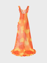 Split Chiffon Spaghetti Floral Sleeveless Maxi Dress