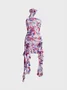 Strapless Floral Pattern Sleeveless Midi Dress