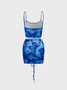 Drawstring Butterfly Top With Skirt Two-Piece Set