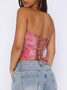 Jersey lace up Strapless Floral Cami