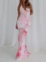 Halter Tie-Dye Pattern Sleeveless Maxi Dress