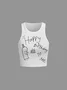 Jersey Crew Neck Text Letters Tank Top