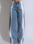 Denim Color Block Straight Pants Jeans