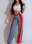 Denim Color Block Straight Pants Jeans