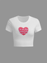 Jersey Crew Neck Heart/Cordate Short Sleeve T-shirt