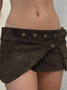 Suede Plain Mini Skirt