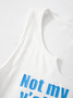 Ribbing Crew Neck Text Letters Tank Top