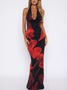 Halter Floral Sleeveless Maxi Dress