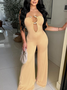 Jersey Cut Out Strapless Plain Sleeveless Jumpsuit