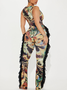 Square Neck Pop Art Print Sleeveless Jumpsuit