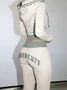 Jersey Text Letters Top With Pants Two-Piece Set