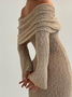 Off The Shoulder Plain Long Sleeve Maxi Dress
