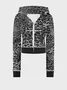 Jersey Leopard Color Block Coat With Pants Two-Piece Set