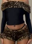 Jersey Leopard Top With Pants Two-Piece Set