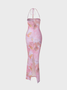 Spaghetti Floral Sleeveless Maxi Dress