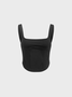 Nylon Square Neck Plain Tank Top