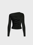 Jersey One Shoulder Plain Long Sleeve T-shirt