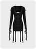 Punk Black Cut out Dress Mini Dress