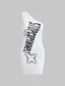 Street White Asymmetrical design Letter Dress Mini Dress