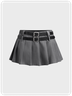 Y2K Black Pleated Double belt Bottom Skirt