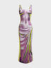 【Final Sale】Edgy Purple Body print Dress Midi Dress