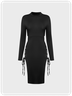 【Final Sale】Y2k Black Lace up Cut out Dress Midi Dress
