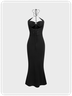 【Final Sale】Y2k Black Cut out Lace up Dress Midi Dress