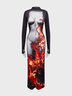 【Final Sale】Edgy Gray Body print Dress Midi Dress