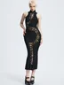 【Final Sale】Edgy Black Cut out Dress Midi Dress