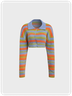 Knitted Shawl Collar Striped Long Sleeve Cardigan