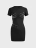 Crew Neck Skull Short Sleeve Mini Dress