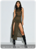 Side Slit Hoodie Plain Maxi Dress
