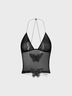 Mesh Backless Halter Butterfly Cami Top