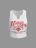 letter Crew Neck Text Letters Tank Top