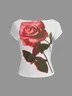 Backless Floral Short Sleeve T-shirt