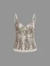 Lace Spaghetti Animal Print Cami