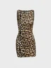 Crew Neck Leopard Sleeveless Mini Dress