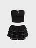 Jersey Color Block Top With Skirt Two-Piece Set