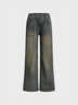 Denim Plain Straight Pants Jeans