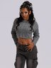 Knitted DIY Crew Neck Plain Long Sleeve Sweater