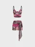 Mesh Floral Top With Skirt Two-Piece Set