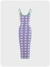 Y2K Vacation Purple Spaghetti Strap Lace-Up Design Vocation Dress Midi Dress