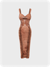 Y2k Brown cut out Dress Midi Dress