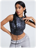 Street Blue Mesh Cyberpunk Top Tank Top & Cami