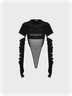 Edgy Black Graphic Patchwork Cut Out Bodysuit