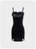 Y2K Black Hotfix Rhinestone Raw Edge Dress Mini Dress