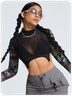 Street Black Camo Backless Top Women Top