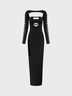 【Final Sale】Edgy Black Cut Out Dress Midi Dress