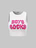 Y2K White Boys Letter Party Top Tank Top & Cami