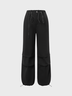 Street Black Cargo Drawstring Bottom Pants